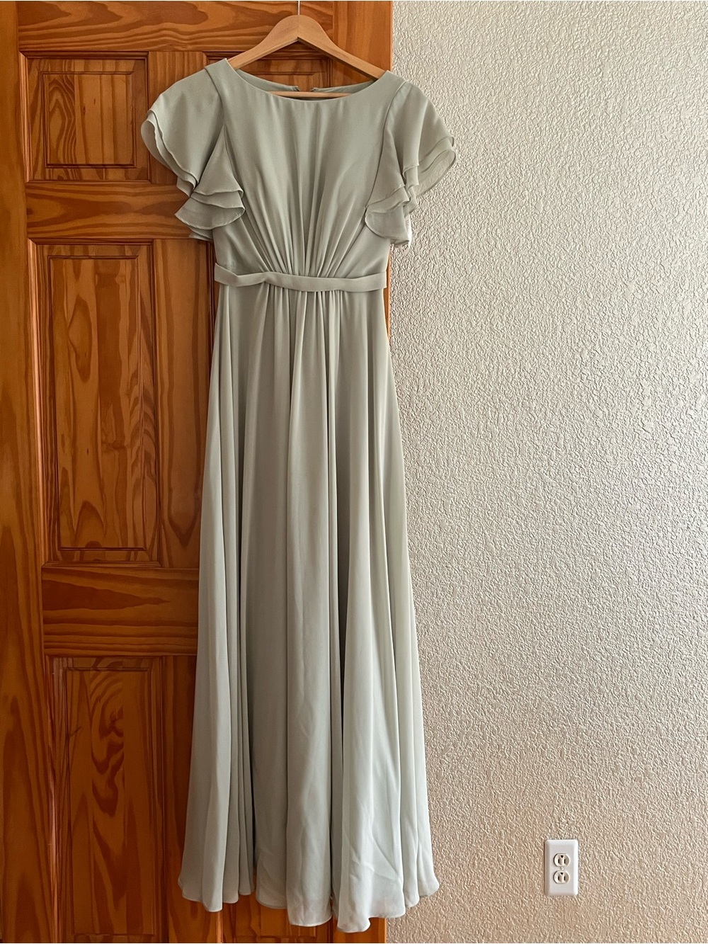 JJs House Sage Green Flutter-Sleeve Maxi Dress